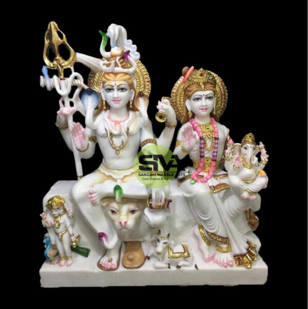 Lord Shiva family Marble Statue