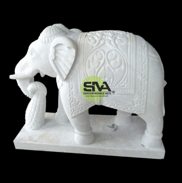 White Marble Elephant Statue for outdoor Decoration