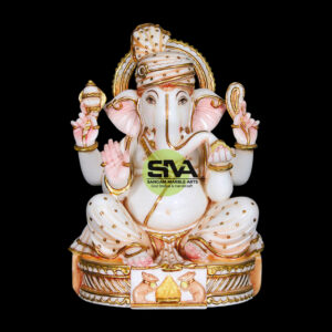 Big Pure White Ganpati Statue in marble