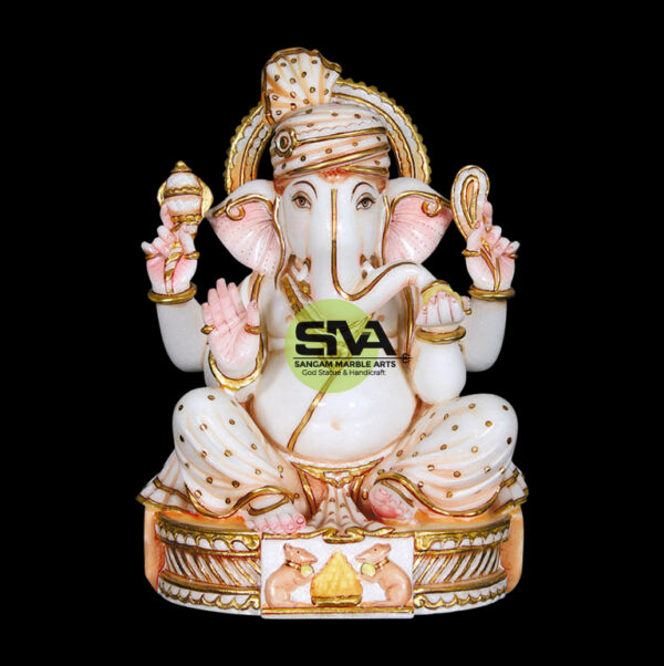 Big Pure White Ganpati Statue in marble