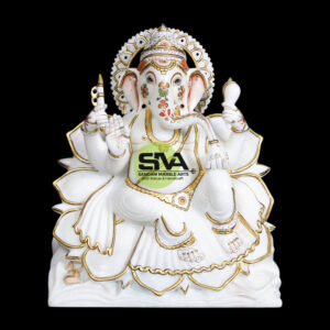 Ganesh Statue sitting on Lotus