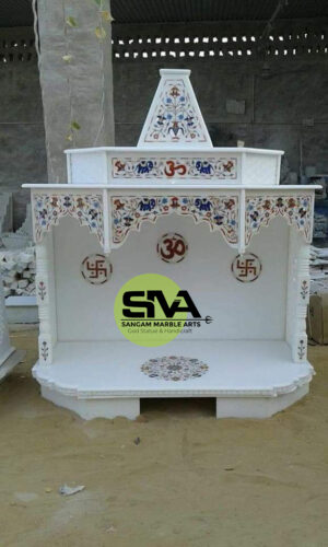 Handcrafted White Marble Temple for Pooja