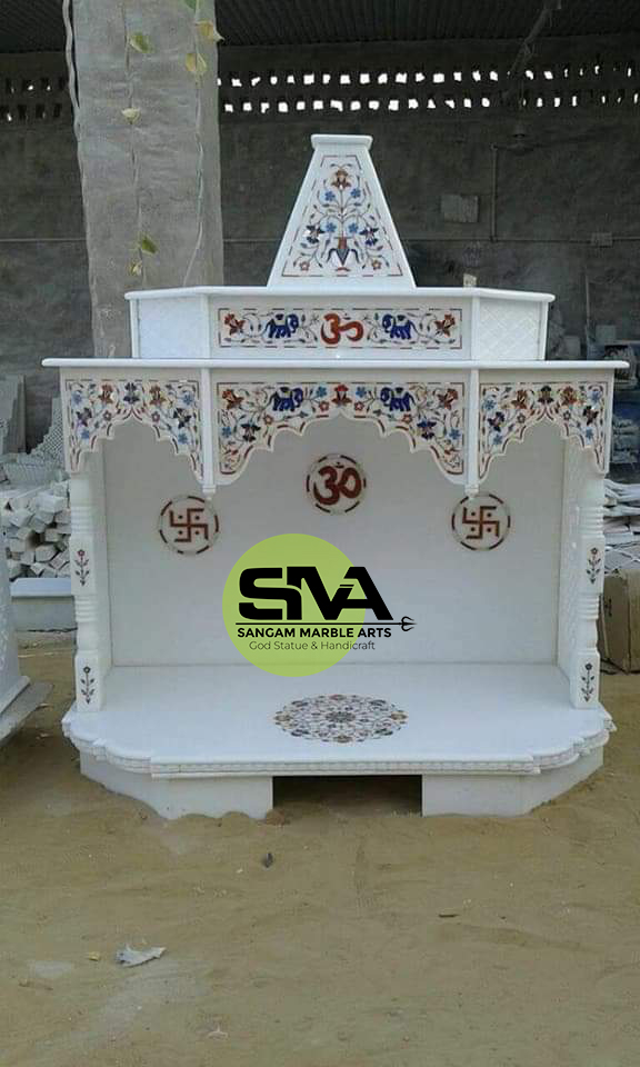 Handcrafted White Marble Temple for Pooja