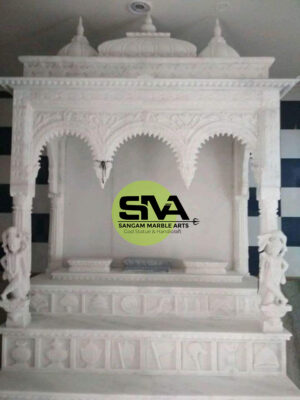 Polished Outdoor White Marble Temple For Home