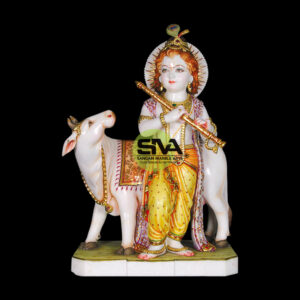 Statue of Krishna With Cow