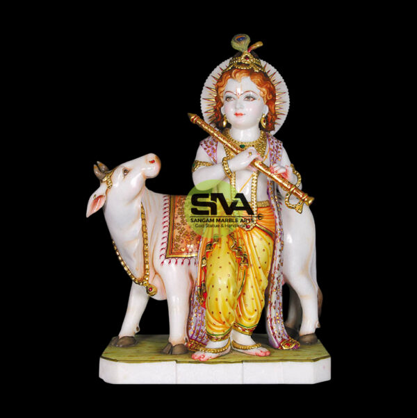 Statue of Krishna With Cow
